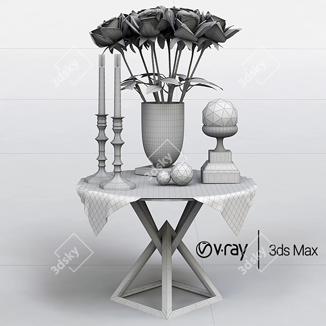 Elegant Rose Decor 3D model image 2