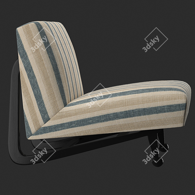 Title: French Designer Accent Chair 3D model image 2