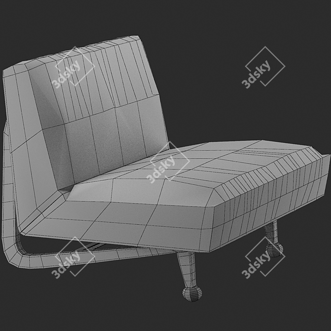 Title: French Designer Accent Chair 3D model image 3