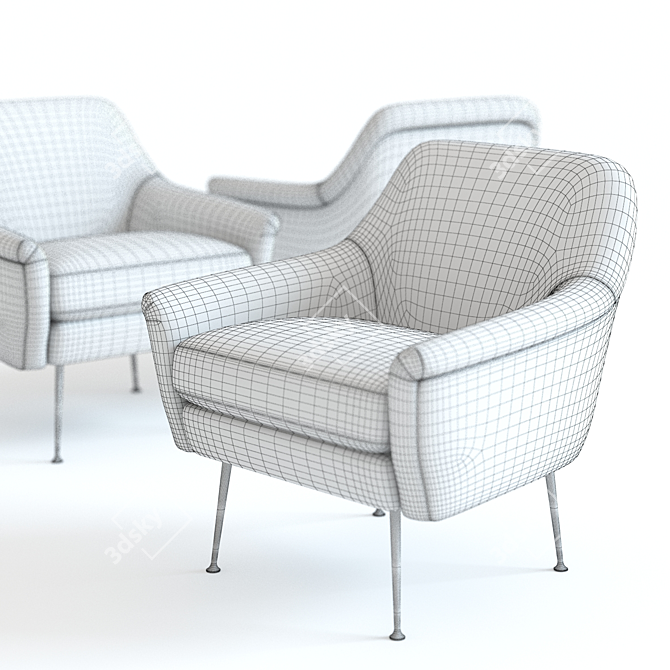 Modern Western Elm Phoebe Chair 3D model image 2