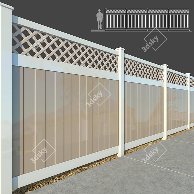 Rustic Wooden Fence Partition 3D model image 1