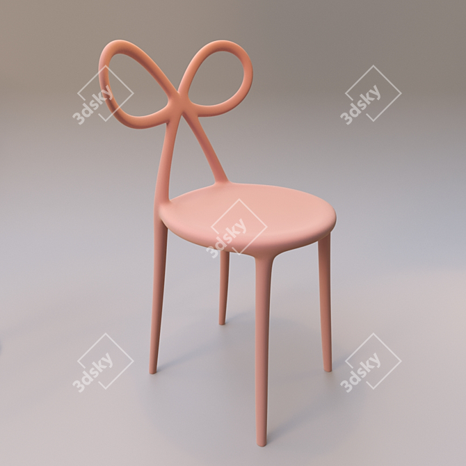 Elegant Ribbon Chair & Lolita Lamp 3D model image 2