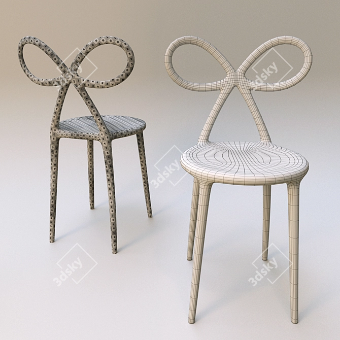 Elegant Ribbon Chair & Lolita Lamp 3D model image 3