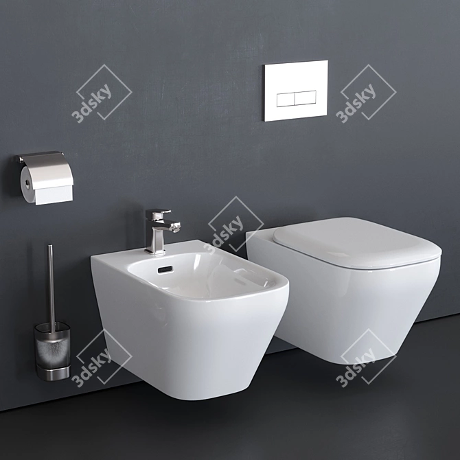 Modern Wall-Hang Tonic II Toilet 3D model image 1