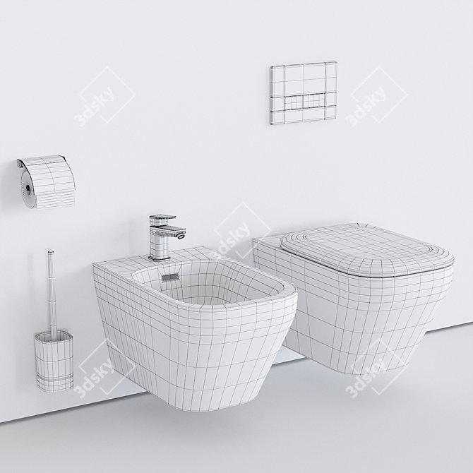 Modern Wall-Hang Tonic II Toilet 3D model image 3