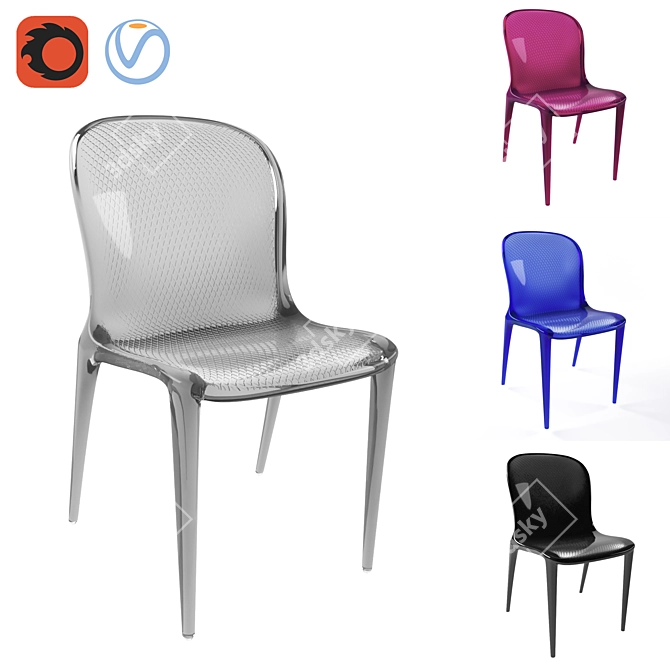 Modern Molded Plastic Chair - Violet 3D model image 1