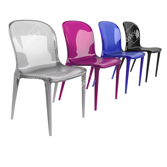 Modern Molded Plastic Chair - Violet 3D model image 2