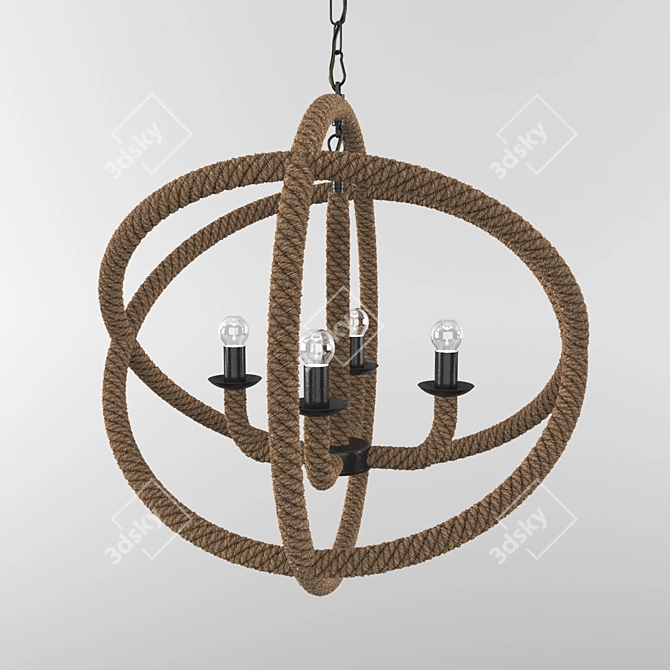 Rope Pendant Chandelier: Vintage Elegance for Your Space 3D model image 2