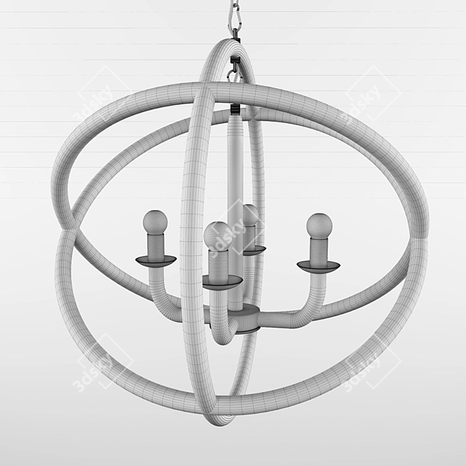 Rope Pendant Chandelier: Vintage Elegance for Your Space 3D model image 3