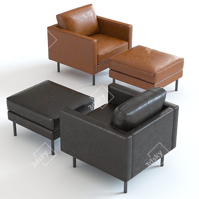 Western Elm Axel Leather Armchair: High-Detailed 3D Model 3D model image 3