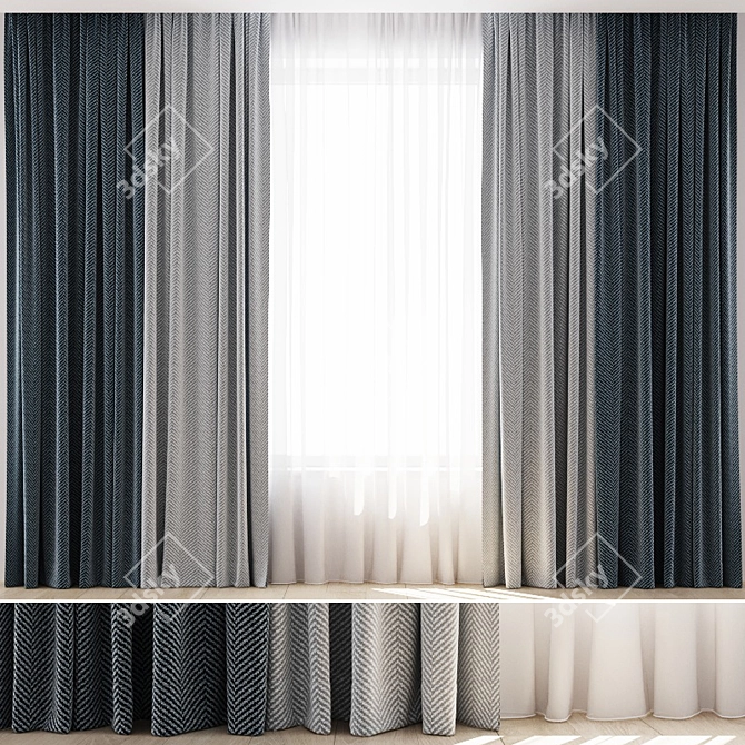 Elegant Window Ensemble Set 3D model image 1