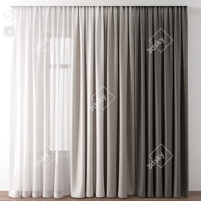 Elegant Drapery: High-Quality Curtain 3D model image 1