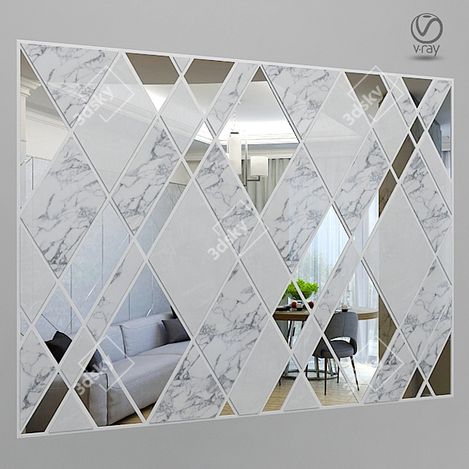 Mirrored Marble Wall Panel 3D model image 1