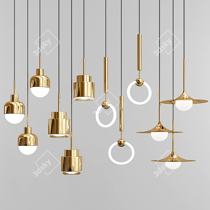 Modern Quadruple Pendant Lights 3D model image 1