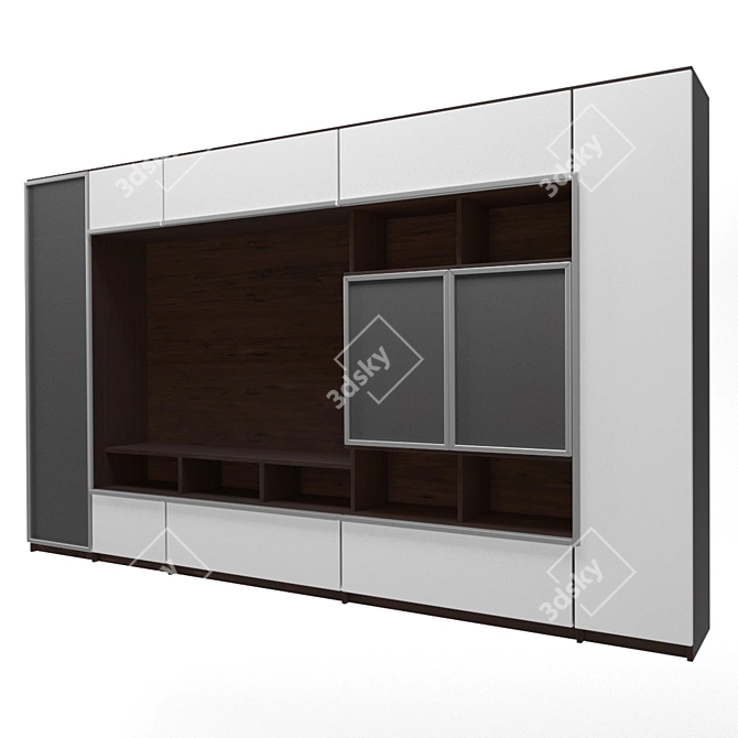 Minimalistic Glass Cabinet for 65-inch Plasma 3D model image 1