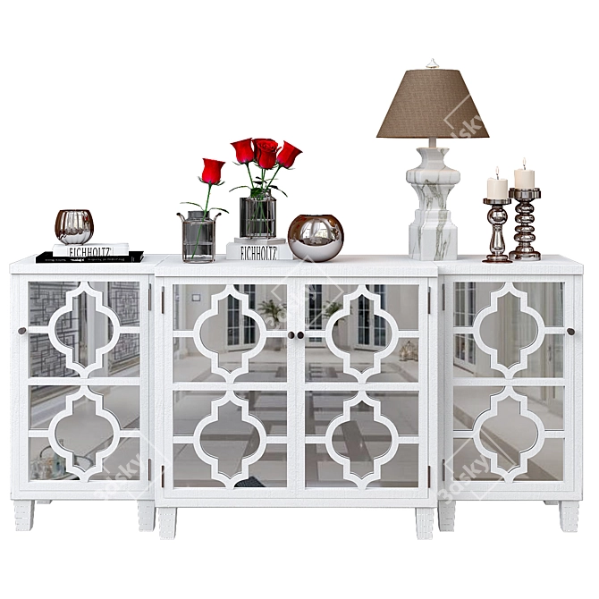 Elegant Rustic Console Table 3D model image 1