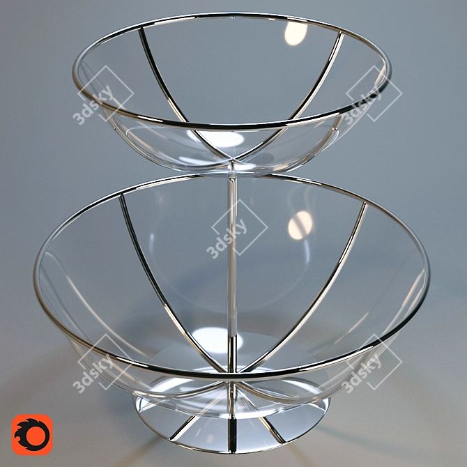 Sleek Fruit Bowl Stand 3D model image 1