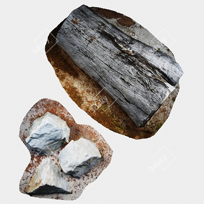 Exquisite Exterior Detail: Rocks & Trunk 3D model image 1