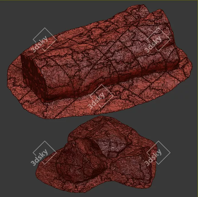 Exquisite Exterior Detail: Rocks & Trunk 3D model image 2