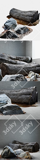 Exquisite Exterior Detail: Rocks & Trunk 3D model image 3