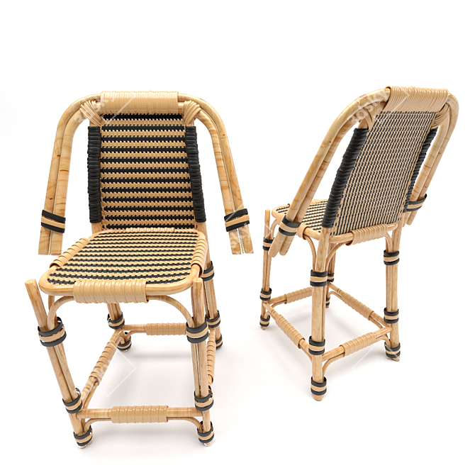 Elegant Rattan Chair: Stylish and Compact 3D model image 1