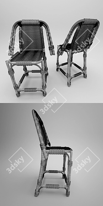 Elegant Rattan Chair: Stylish and Compact 3D model image 3