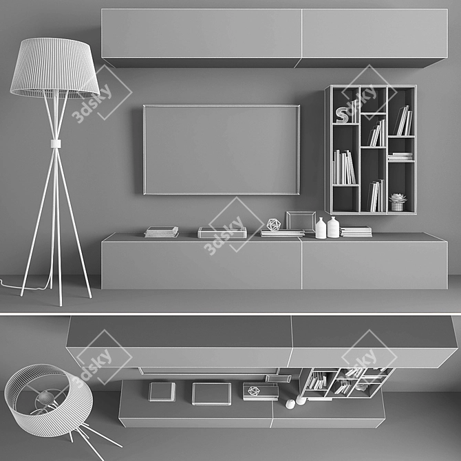 Modern TV Stand Set 032 3D model image 3