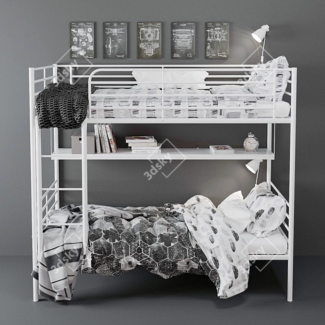 IvEA Svarta Bunk Bed: Modern Design for Space-Saving 3D model image 1