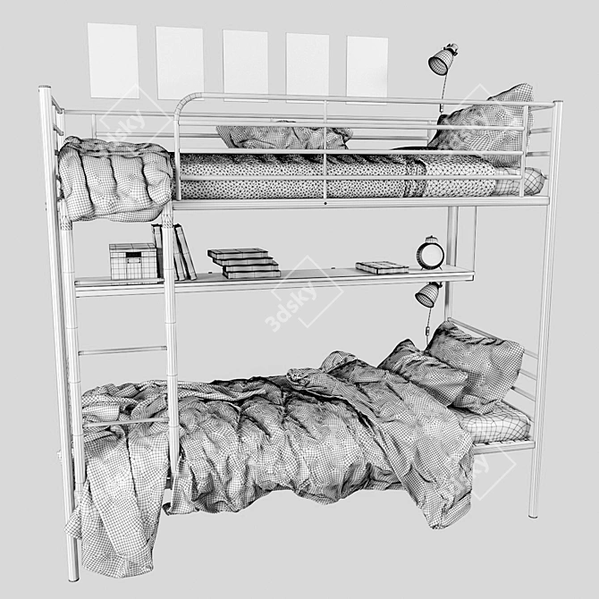 IvEA Svarta Bunk Bed: Modern Design for Space-Saving 3D model image 3