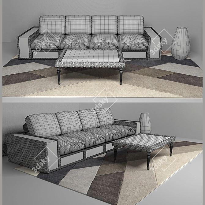 Miami Lux: Classic Modern Sofa 3D model image 2