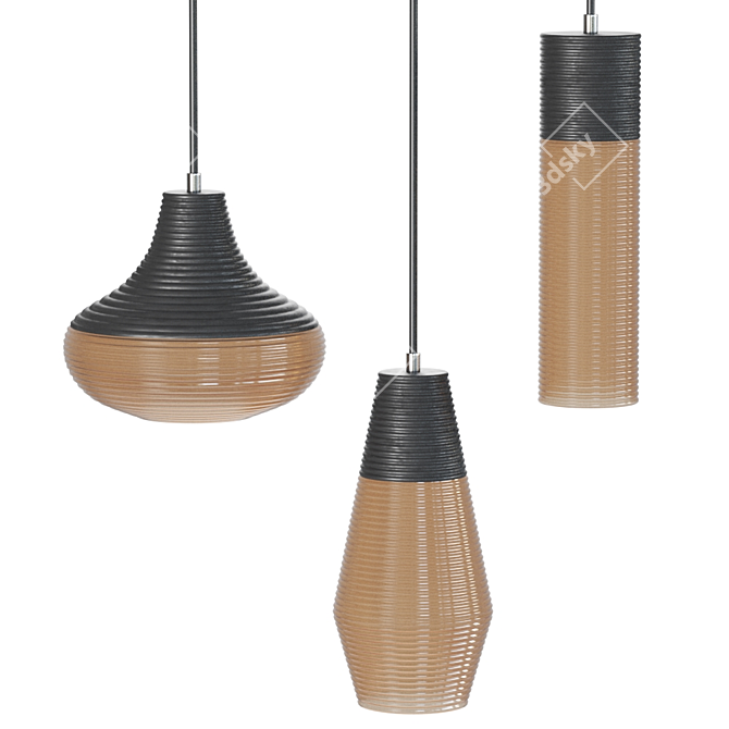 Scandinavian Glass Pendant Light 3D model image 1