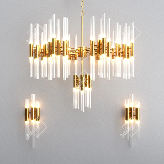 Golden Crystal Empire Chandelier 3D model image 1