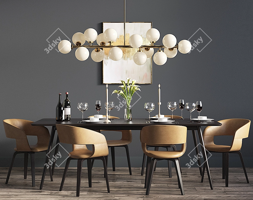 Elegant 24-Piece Dining Set 3D model image 2