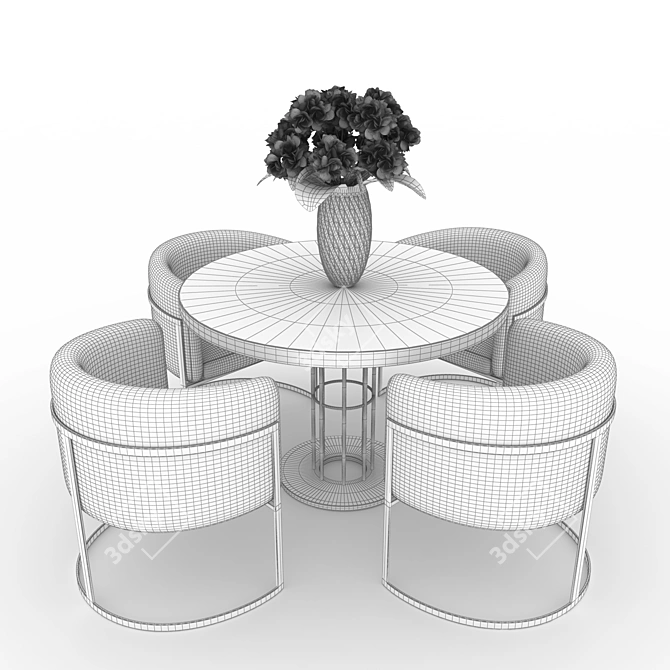 Elegant Marble & Brass Dining Set 3D model image 3