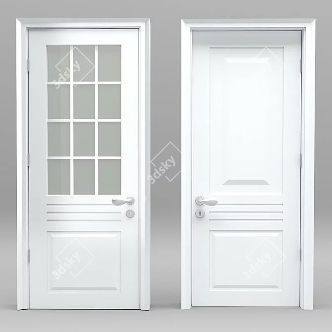 Stylish White Plastic Door 3D model image 1