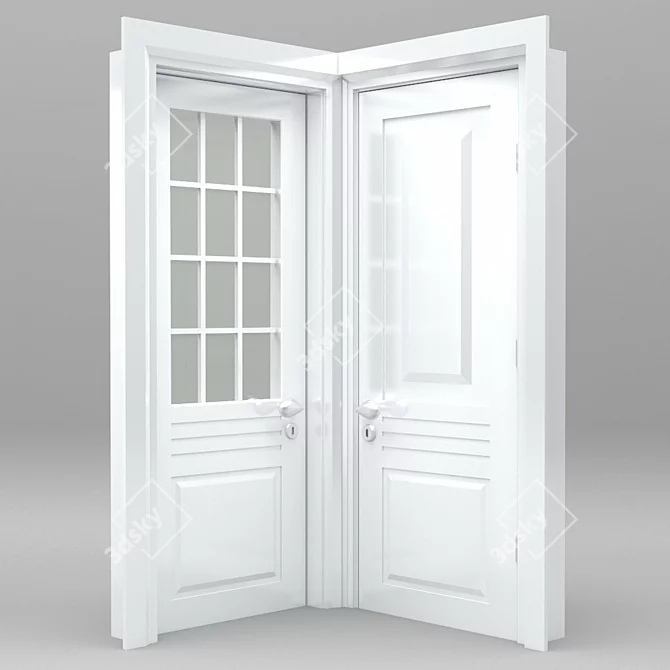 Stylish White Plastic Door 3D model image 2