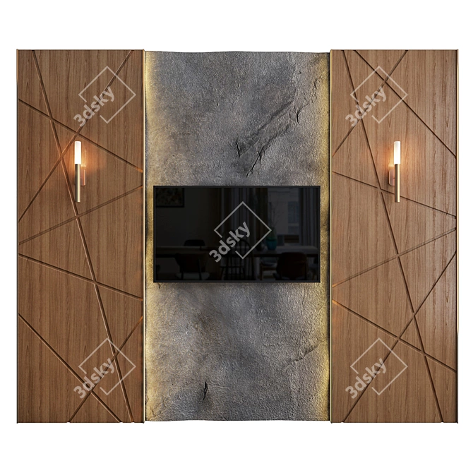 Natural Wood & Stone Panel 3D model image 1