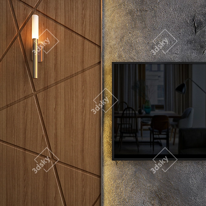 Natural Wood & Stone Panel 3D model image 2