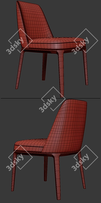 Elegant Sophia Armless Chair 3D model image 3