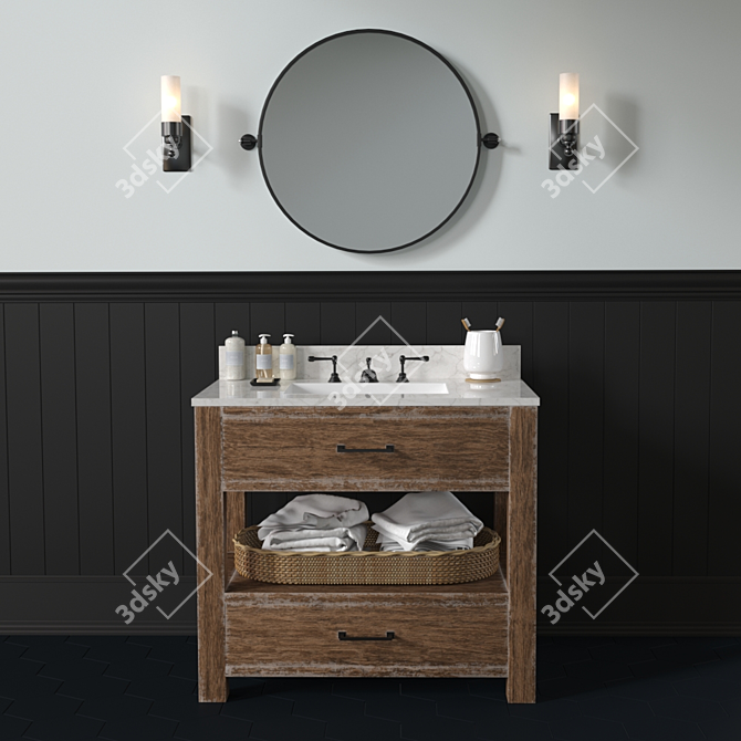 Elegant Paulsen Sink and Bollard 3D model image 1