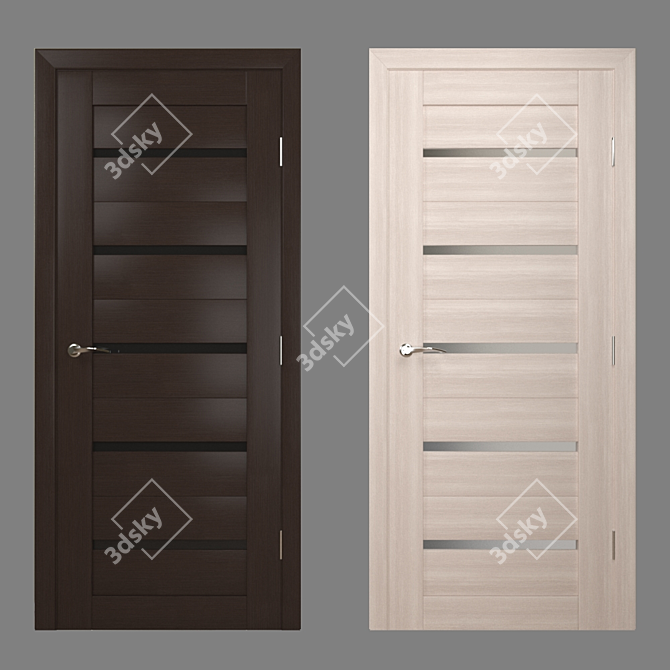 Duplex Interior Doors: 2000x800mm, White Oak & Wenge, Modena Handle 3D model image 1