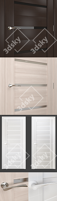 Duplex Interior Doors: 2000x800mm, White Oak & Wenge, Modena Handle 3D model image 2