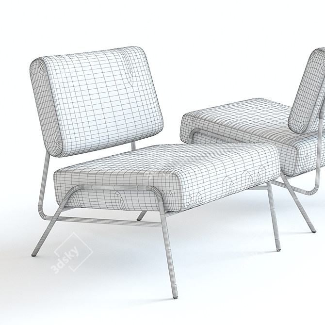 Rustic Metal Frame Chair 3D model image 2