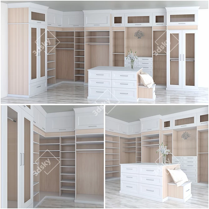 Spacious and Stylish Walk-In Closet 3D model image 1