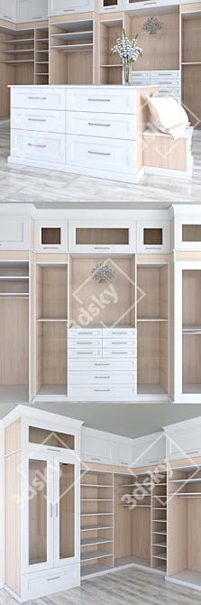 Spacious and Stylish Walk-In Closet 3D model image 2