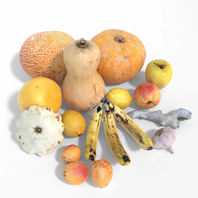 Fresh Harvest Variety Pack | 10 Handpicked Fruits & Vegetables 3D model image 1