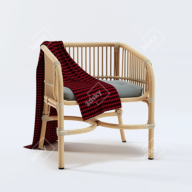 Hubsch Rattan Chair - Natural Elegance 3D model image 1