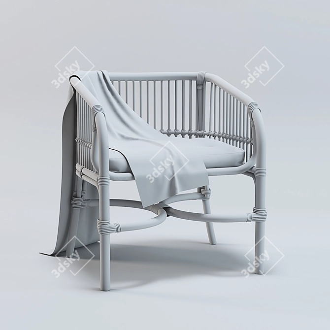 Hubsch Rattan Chair - Natural Elegance 3D model image 3