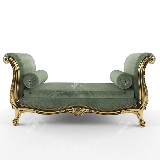 Classic Golden Wood Sofa 3D model image 2