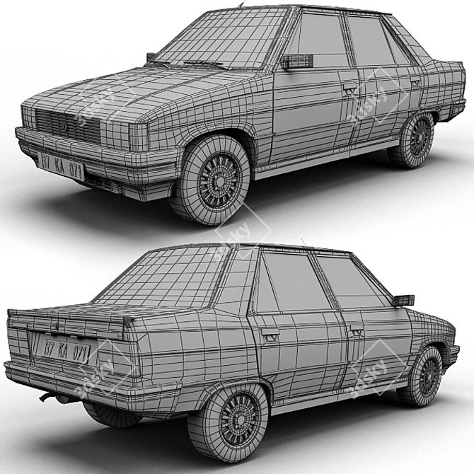 Vintage Renault 9 Broadway Lights 3D model image 3